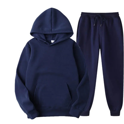 Conjunto de fato de treino masculino, 2 peças: camisola com capuz e calças com cordão, roupa de desporto para homem e mulher, ideal para corrida e atividades desportivas no outono.