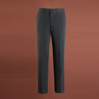 Calça Social Masculina KIDWHXR para Todas as Estações, Cor Sólida Simples, Respirável, Corte Reto Solto, Cintura Média, Casual de Negócios