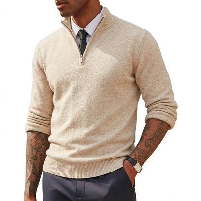 Novos Suéteres Masculinos com Zíper na Gola, Slim Fit, Leves, Gola Alta, Pulôver Casual com Zíper, Suéteres Polo de Manga Longa, Streetwear