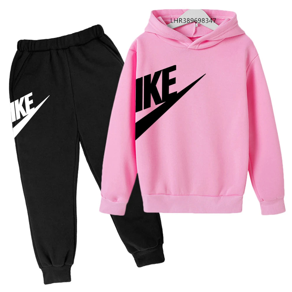 Conjunto de Moletom Estiloso para Crianças de 3 a 12 Anos, Casaco Esportivo de Manga Longa para Meninos e Meninas, Top + Calças