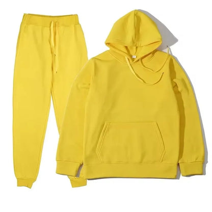 Conjunto Esportivo Masculino Outono/Inverno 2026, Cor Sólida, Duas Peças, Moletom com Capuz e Calças de Jogging, Roupas Casuais Esportivas 2026