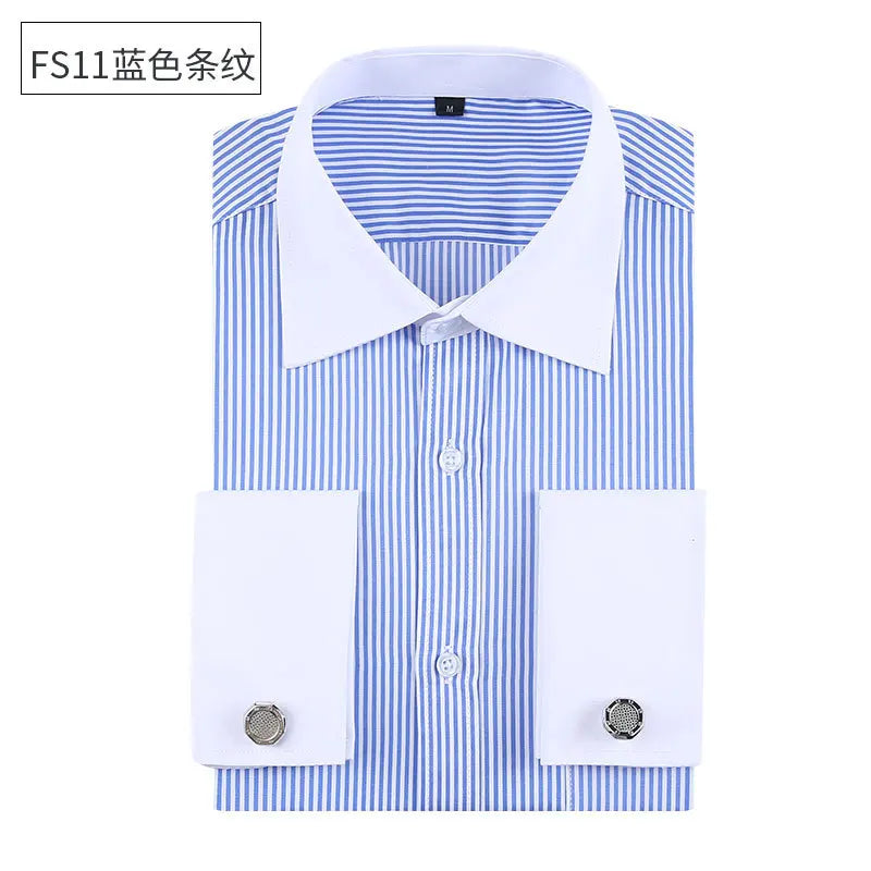 Social formal francês manguito manga longa camisa masculina festa de casamento escritório trabalho masculino vestido camisa cor sólida camisas brancas negócios 6xl