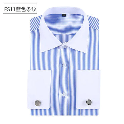 Social formal francês manguito manga longa camisa masculina festa de casamento escritório trabalho masculino vestido camisa cor sólida camisas brancas negócios 6xl