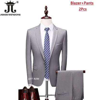 M-6XL 15 Cores (Jaqueta+Colete+Calças) Trajes Formais para Escritório Masculinos Vestido de Casamento para Noivos Vestido de Festa Terno de Cor Sólida