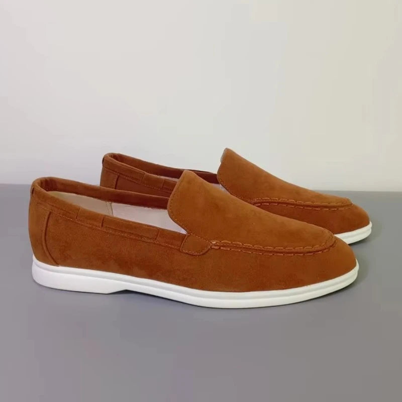 Moda clássico camurça mocassins de couro masculino sapatos casuais marca luxo respirável deslizamento em sapatos de condução mocassins