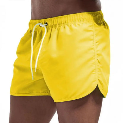 Calções de banho masculinos para o verão, calções de banho de marca, calções de banho sensuais, fatos de banho masculinos de cintura baixa e respiráveis para a praia.