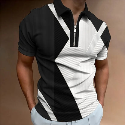 Camisa polo masculina listras manga curta camiseta masculina respirável topos negócios turn down collar streetwear marca de luxo alta qualidade