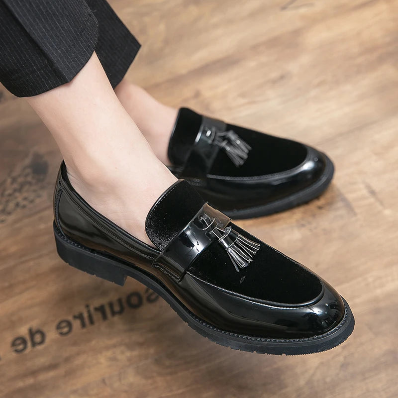 Sapatos Casuais Masculinos de Grife com Salto Baixo, Loafers Slip-on Modernos de Alta Qualidade com Borla, Sola Macia e Confortável, Tamanhos 38-48