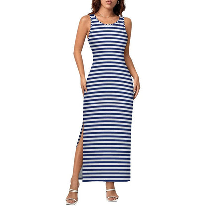 Vestido Bodycon com Estampa Abstrata, Vestido Maxi Retrô de Verão, Sem Mangas, Casual, Estilo Y2k, Tamanho Grande 4XL
