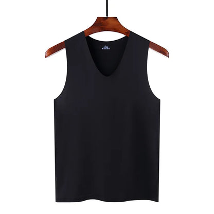 Summer Men's Non-Marking Ice Silk Undershirt Men's Slim Sports Fitness Cross-Body Bottoming Sleeveless Breathable Comfortable