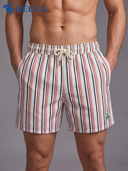 Shorts de praia com estampa havaiana em 3D, de secagem rápida, para homens, shorts casuais de verão para atividades ao ar livre, natação e férias.