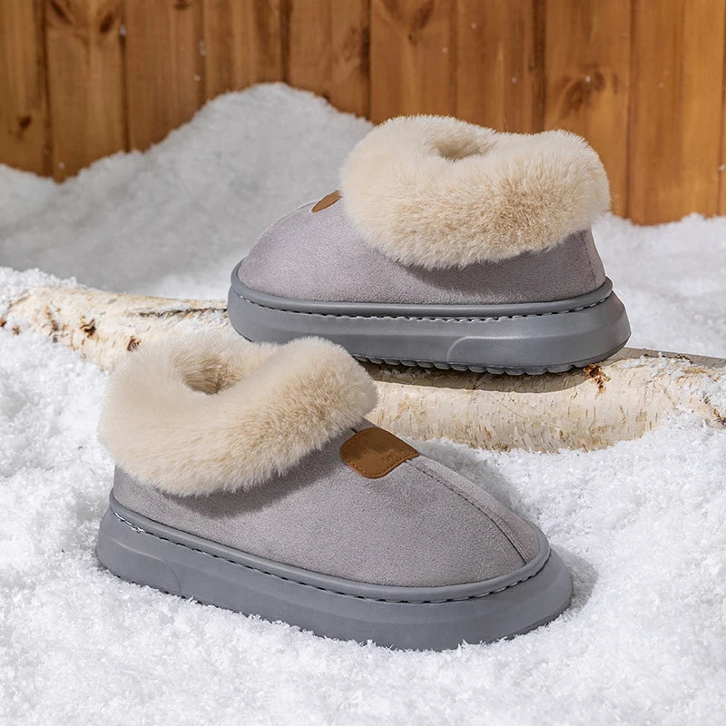 Inverno feminino chinelos internos quente sola grossa sola macia confortável ao ar livre antiderrapante botas de neve moda quarto casa sapatos