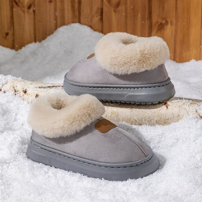 Inverno feminino chinelos internos quente sola grossa sola macia confortável ao ar livre antiderrapante botas de neve moda quarto casa sapatos