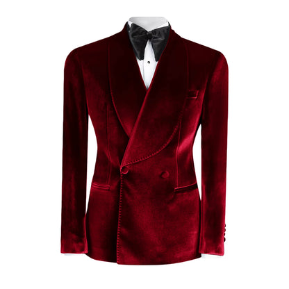 Ternos formais de veludo masculino, blazer duplo breasted, 1 peça, elegante, slim fit, roupas masculinas, casamento, negócios, casacos casuais