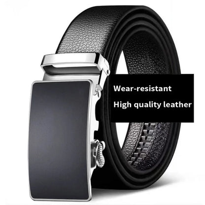 Cinto de couro pu com fivela automática de negócios da moda, alças de cintura de couro de camada superior masculina, calças cargo jeans cintura de alta qualidade