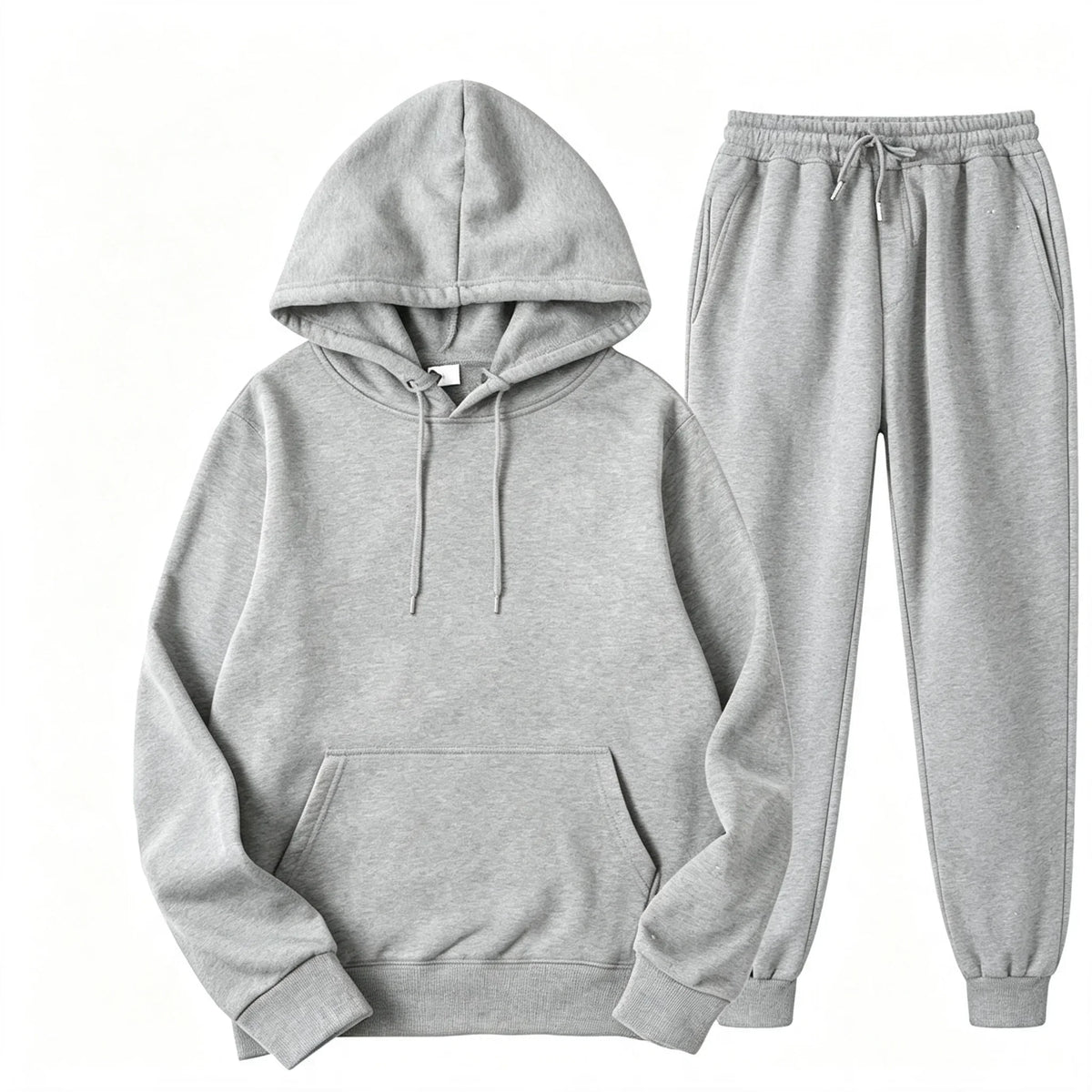 Conjunto de fato de treino masculino, 2 peças: camisola com capuz e calças com cordão, roupa de desporto para homem e mulher, ideal para corrida e atividades desportivas no outono.