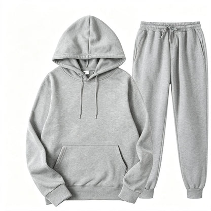 Conjunto de fato de treino masculino, 2 peças: camisola com capuz e calças com cordão, roupa de desporto para homem e mulher, ideal para corrida e atividades desportivas no outono.