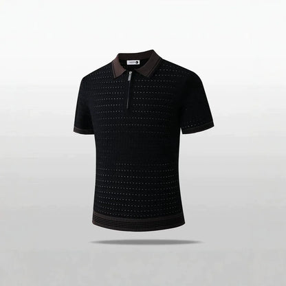 Camisa Polo Masculina de Malha Estilo Novo Verão 2026 Manga Curta Textura 3D Vazada Slim Fit Respirável Casual Elegante