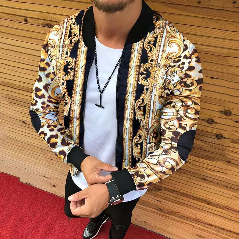 Jaqueta estampada com corte tridimensional masculina, moda casual, comércio exterior, outono e inverno , nova