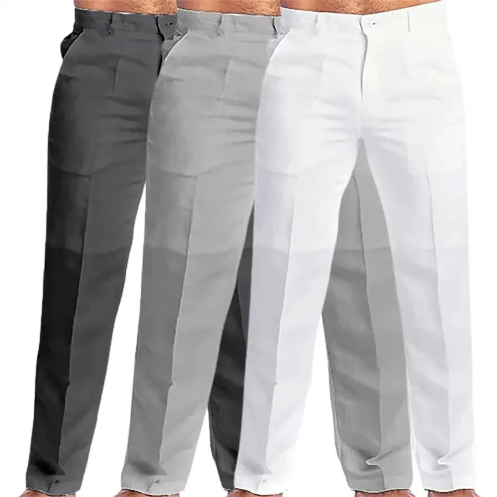 2023 masculino suporte bolso casual calças de linho sólido branco cinza plus size 3xl masculino elegante moda moletom masculino streetwear
