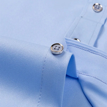 Camisa de negócios masculina manga longa botão para baixo camisa social anti-rugas escritório camisa masculina manga longa cor preta casual