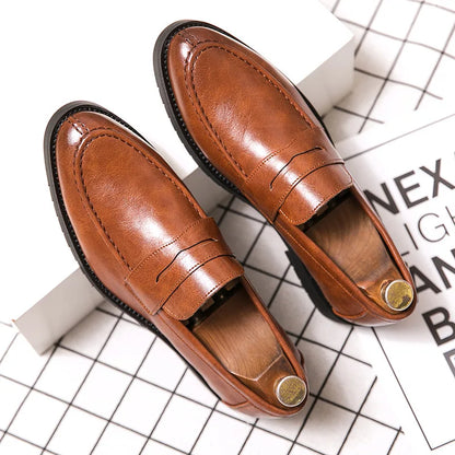 Italian Luxury Brand Loafers Men's Yellow and White Color Leather Shoes Slip-on Fashion Thick Sole Casual Shoes Wedding Moccasin