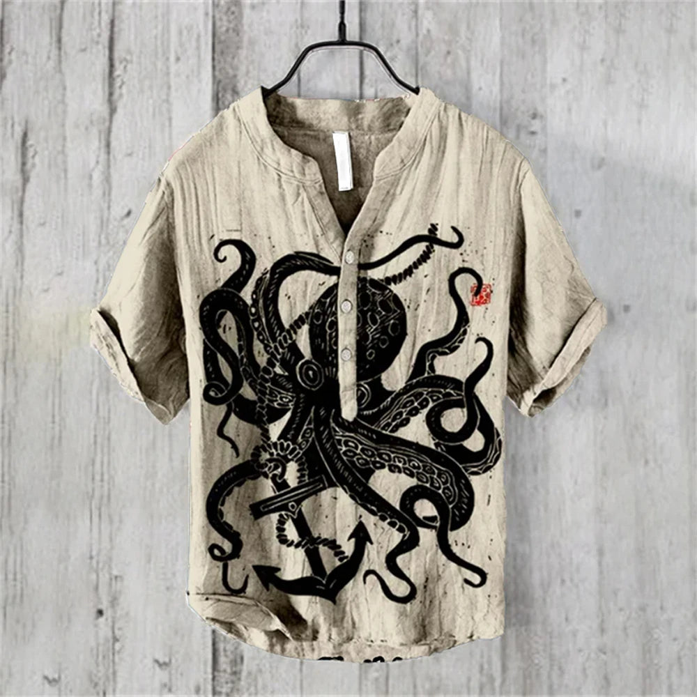 Camisa Polo Masculina de Manga Curta com Estampa de Carpa Japonesa Retro Ukiyo-E, Confortável e de Alta Qualidade
