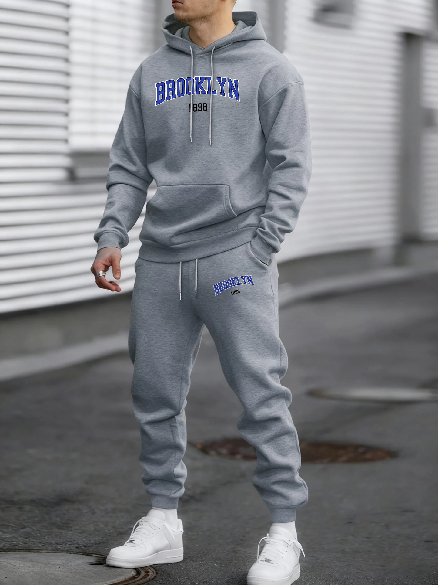 Brooklyn Usa 1888 Print Tracksuit For Men Simple Comfortable Pants All-Match Loose Clothing Unisex Autumn Fleece Sportsuit