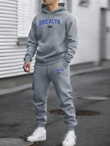 Brooklyn Usa 1888 Print Tracksuit For Men Simple Comfortable Pants All-Match Loose Clothing Unisex Autumn Fleece Sportsuit