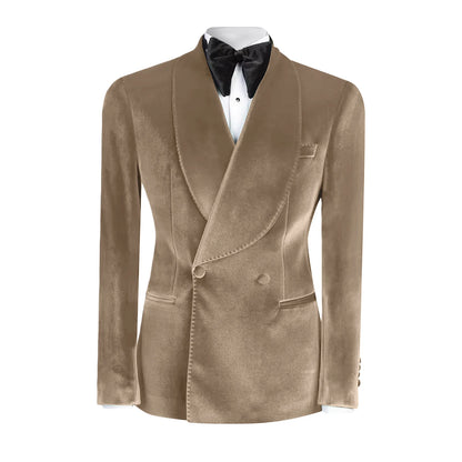 Ternos formais de veludo masculino, blazer duplo breasted, 1 peça, elegante, slim fit, roupas masculinas, casamento, negócios, casacos casuais