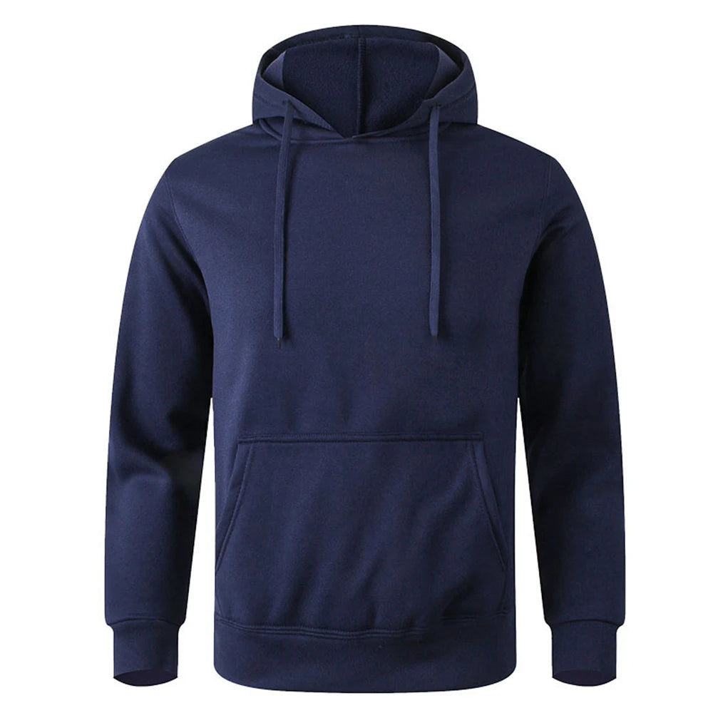 Moletom unissex quente, casual, cor sólida, estilo streetwear, com bolso, para esportes e fitness, disponível em várias cores.