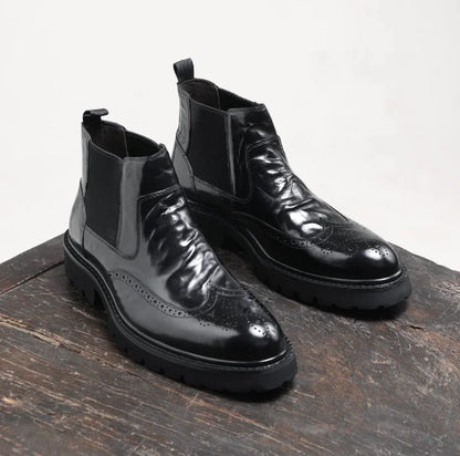 Botas Chelsea Masculinas, Botas de Tornozelo Clássicas de Inverno, Botas de Negócios Masculinas, Botas Curtas Casuais Masculinas