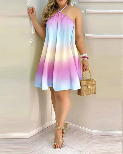 Vestido Boho com Estampa Floral e Decote Halter, Costas Nuas e Alças no Pescoço, Ideal para Primavera/Verão - Roupas Femininas