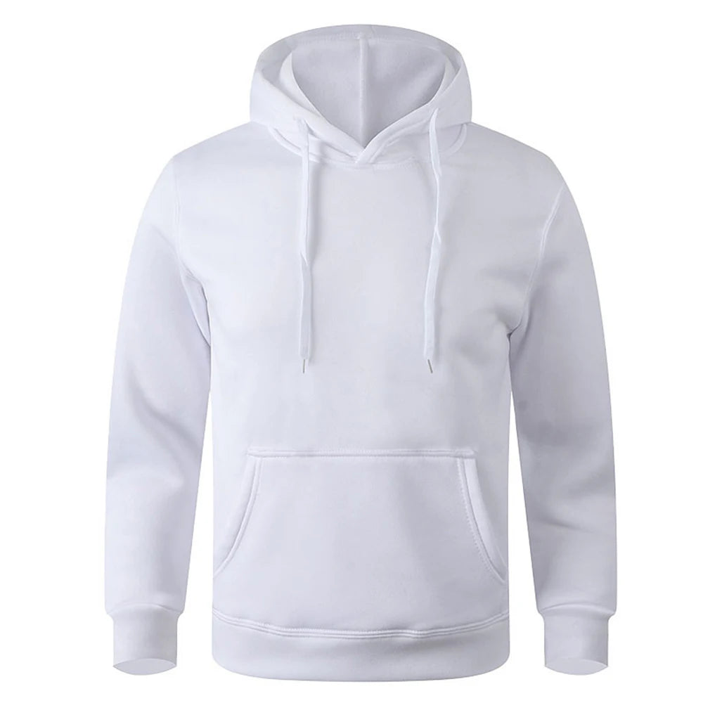 Moletom unissex quente, casual, cor sólida, estilo streetwear, com bolso, para esportes e fitness, disponível em várias cores.
