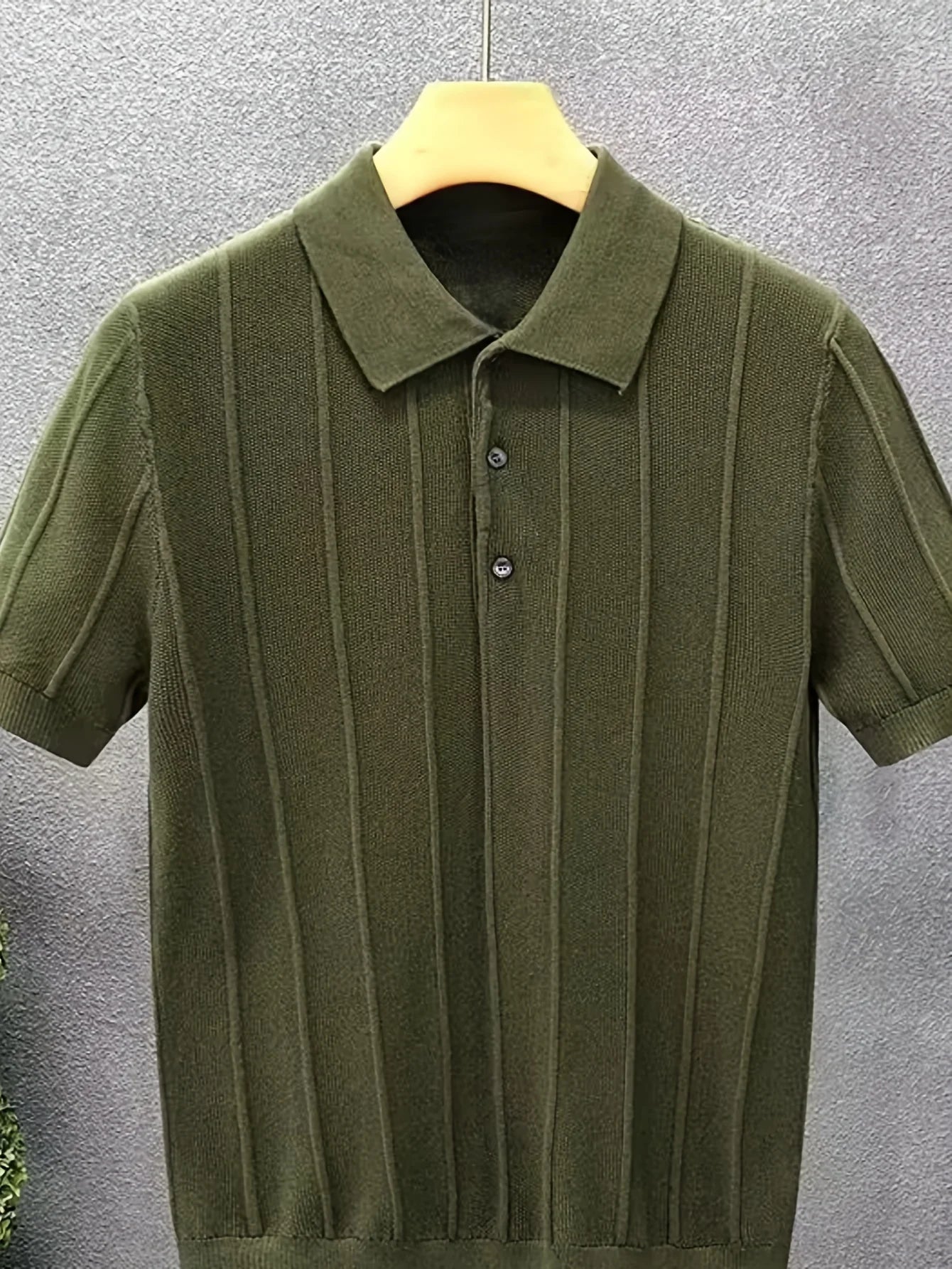 Suéter masculino de gola alta canelada - Camisa casual folgada de primavera com botões - Pulôver simples de cor única - Estilo aconchegante e moderno