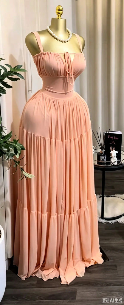 CM.YAYA 2026 Novo Vestido Longo Maxi Feminino Halter Sem Alças para Verão, Festa, Aniversário, Praia, Sexy, Férias