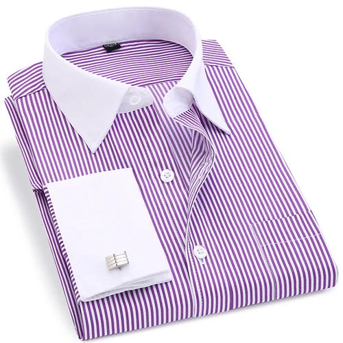 6xl oversized abotoaduras francesas camisa de manga longa para homens para trabalho negócios fino ajuste manga longa camisa masculina social formal