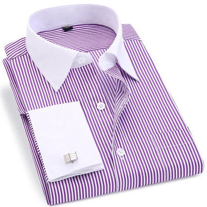 6xl oversized abotoaduras francesas camisa de manga longa para homens para trabalho negócios fino ajuste manga longa camisa masculina social formal