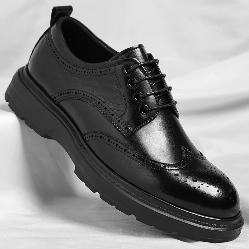 Men's leather shoes business formal wear, casual leather shoes soft-soled lace-up comfortable dress shoes wedding groom shoes