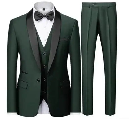 Preto masculino outono festa de casamento três peças conjunto tamanho grande masculino blazer casaco calças e colete moda fino ajuste terno