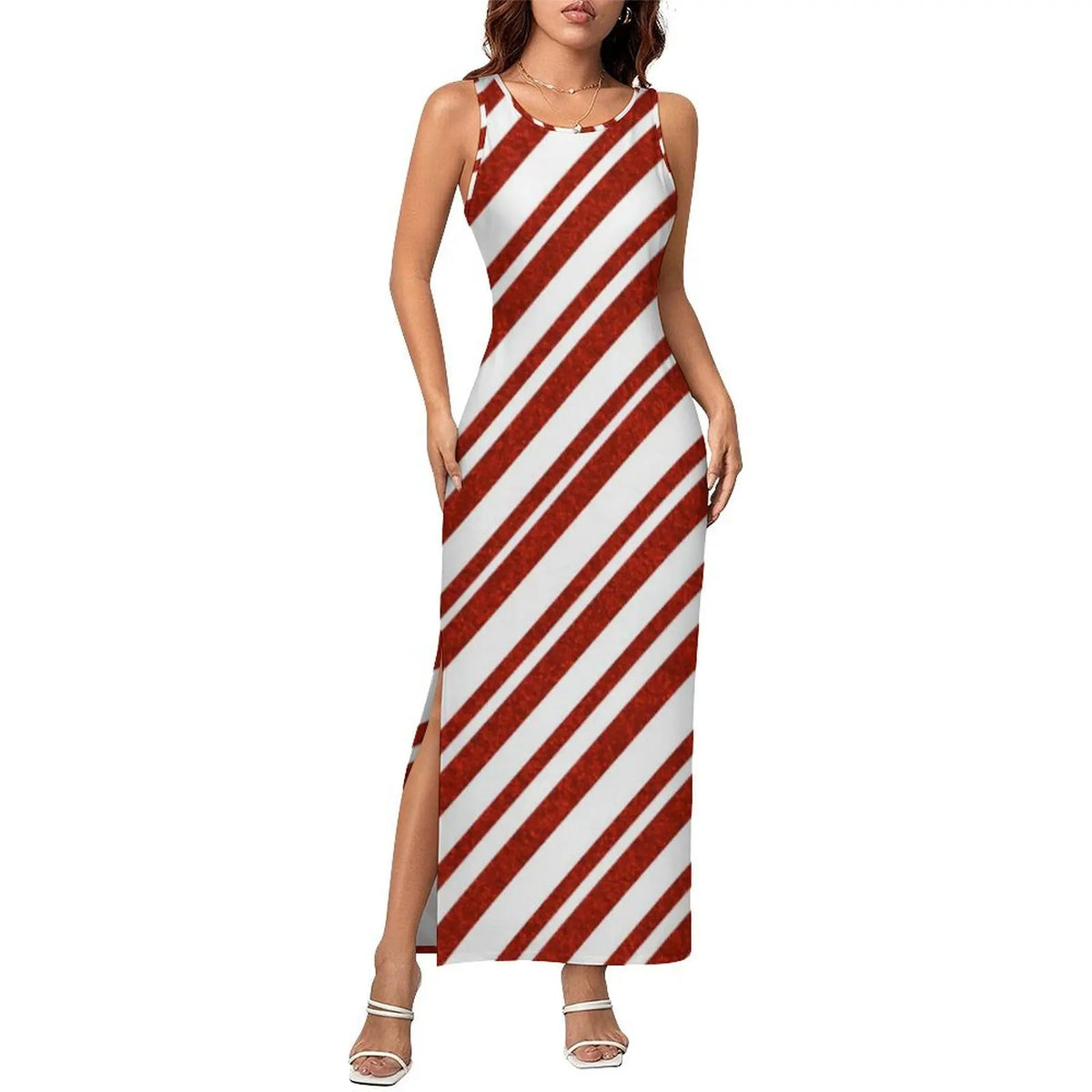 Vestido Bodycon com Estampa Abstrata, Vestido Maxi Retrô de Verão, Sem Mangas, Casual, Estilo Y2k, Tamanho Grande 4XL