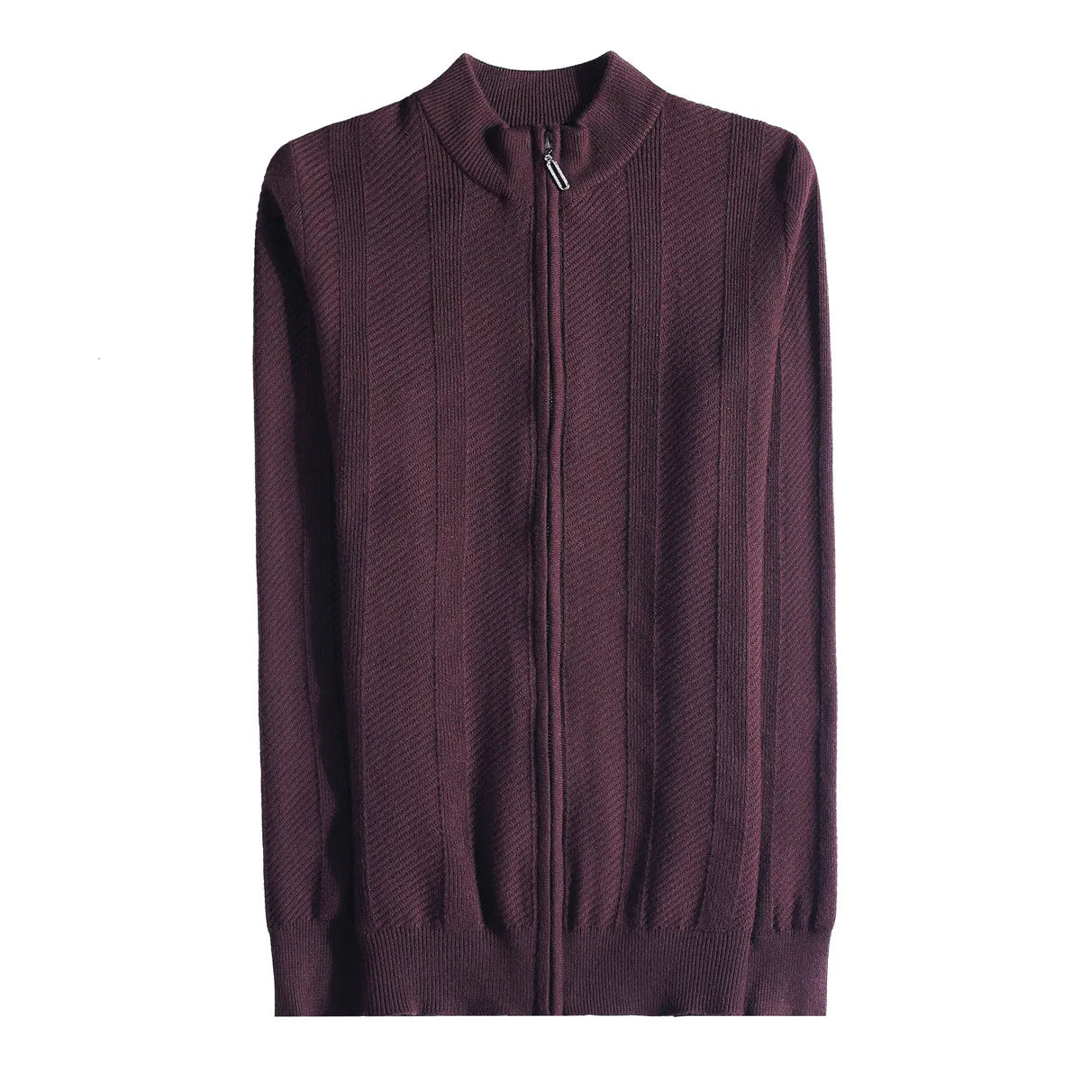 Camisola masculina outono inverno novo fino ajuste gola com zíper cardigan de malha moda cor sólida quente estiramento malha topos casacos