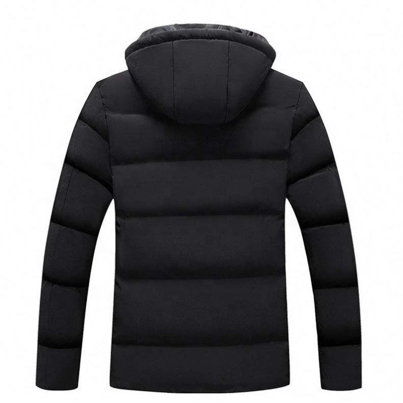 Men's Winter Hooded Puffer Jacket Standard Polyester Filled Windproof Zipper Closure Casual Style Slim Fit Solid Color 220g