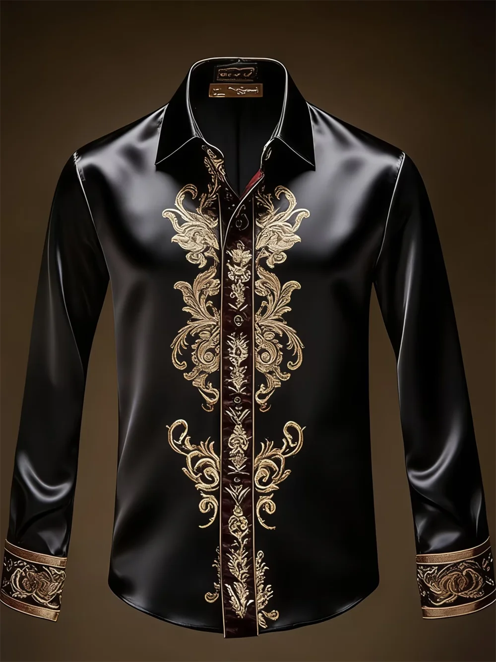 Nova Camisa Masculina de Manga Longa com Estampa 3D Cruzada e Padrão de Alta Qualidade, Blusa Casual de Manga Longa com Gola