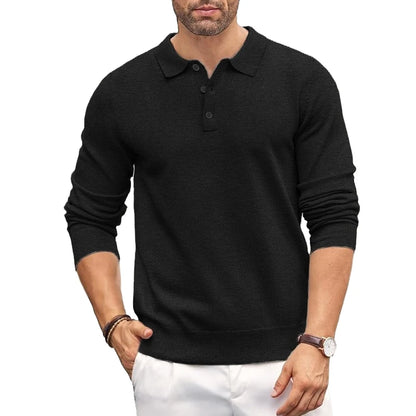 Animal jogo masculino botão polo camisas magro mock neck camisa de malha polo suéteres vestido casual jumper inverno pulôver térmico camisola