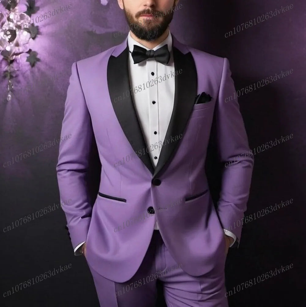 Novo Terno Masculino Branco e Preto para Casamento, Festa, Formatura, Noivo, Padrinho, Ocasiões Formais, Smoking Masculino, Conjunto de 2 Peças, Blazer e Calça