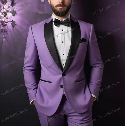 Novo Terno Masculino Branco e Preto para Casamento, Festa, Formatura, Noivo, Padrinho, Ocasiões Formais, Smoking Masculino, Conjunto de 2 Peças, Blazer e Calça