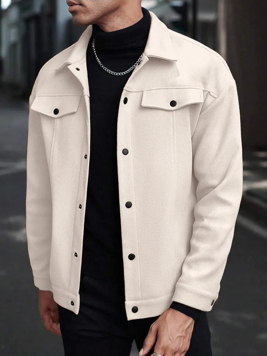 2026 Autumn/Winter European Style Button-Up Woolen Jacket for Men Casual, Sporty, Business Wear European Size