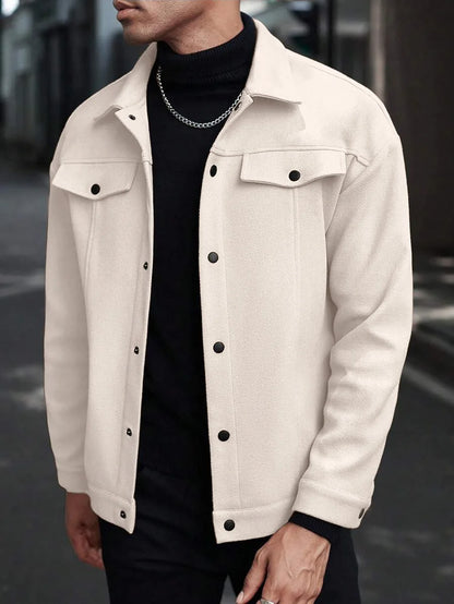 2026 Autumn/Winter European Style Button-Up Woolen Jacket for Men Casual, Sporty, Business Wear European Size