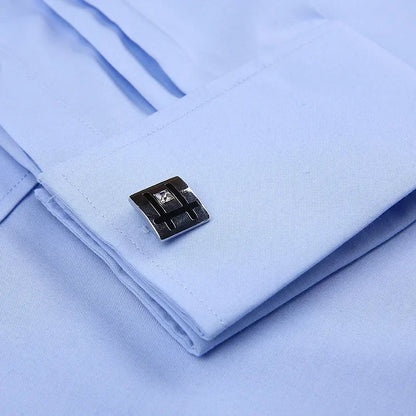 Quality French Cufflinks Shirt Men's Long Sleeve Tuxedo Male Brand Slim Fit White Button Cuff Social Men Dress Shirts